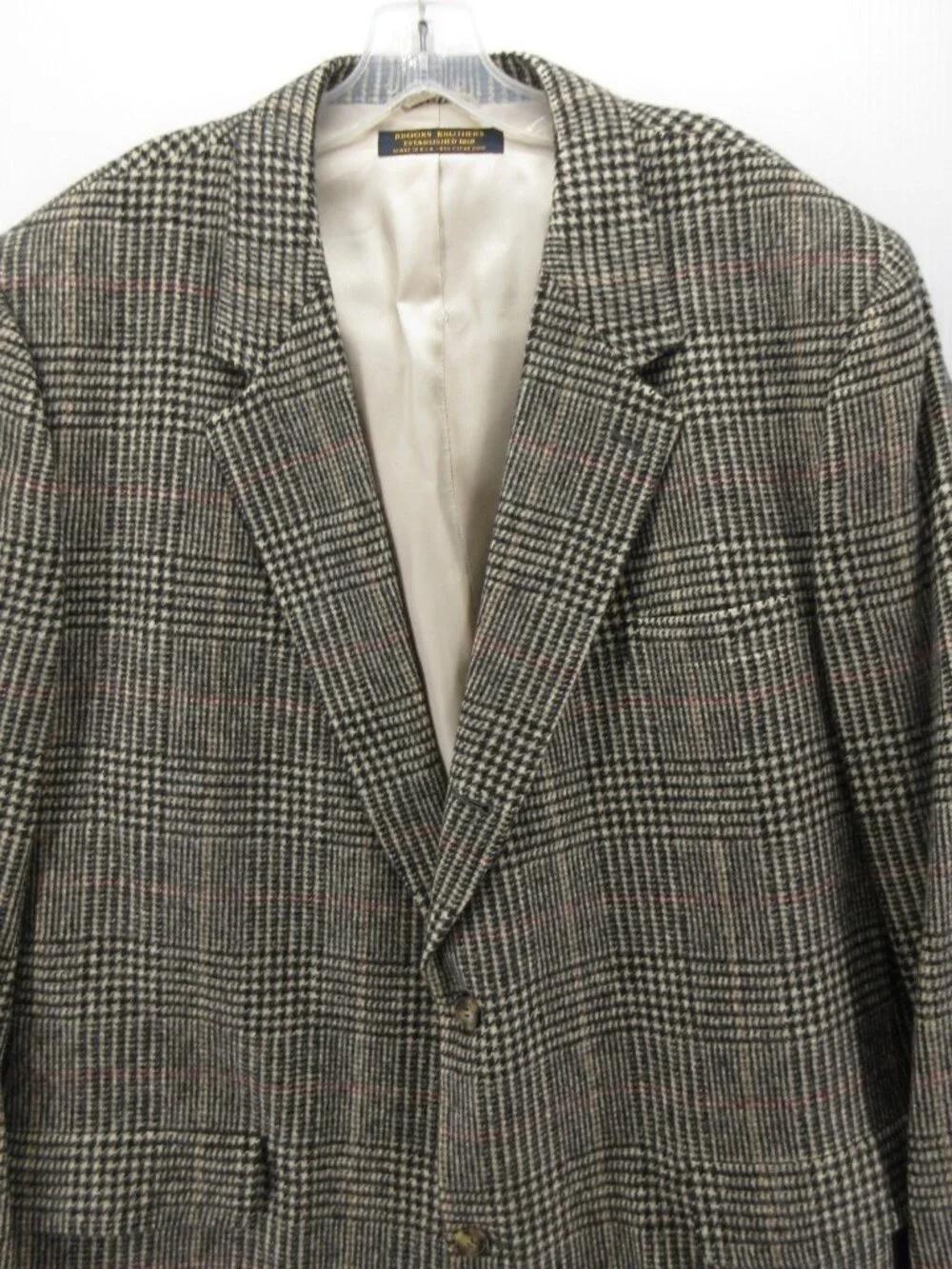 VINTAGE Brooks Brothers Sport Coat 48 L Blazer Camel Hair Glen Plaid *